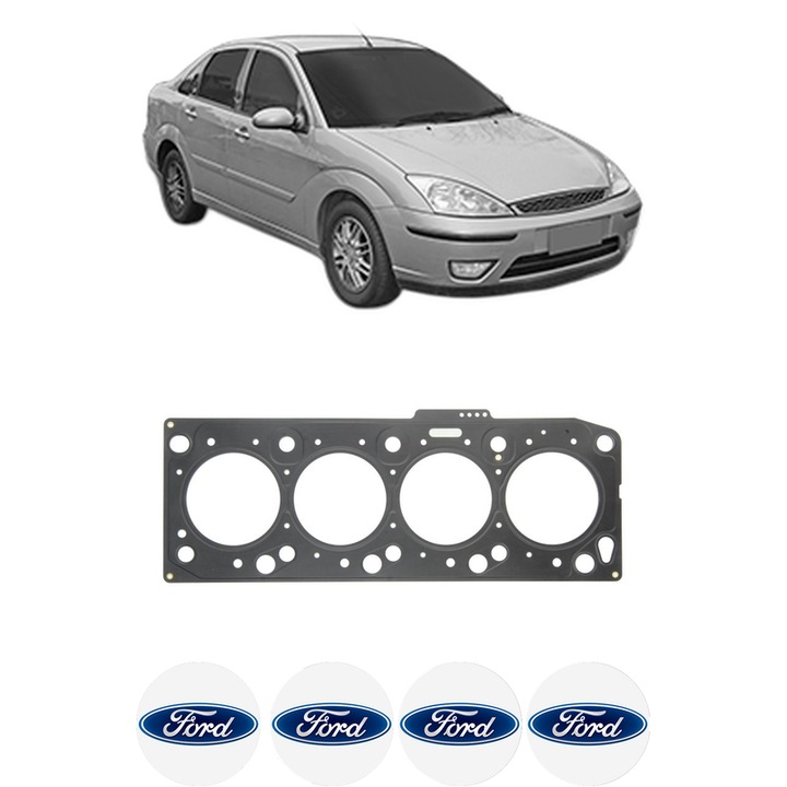Garnitura chiuloasa FORD FOCUS I Saloon (DFW) 1.8 TDCi din 2001-2004 KW 85 CP 115 CMC 1753, auto, Elring, 4x Stickere auto cu FORD