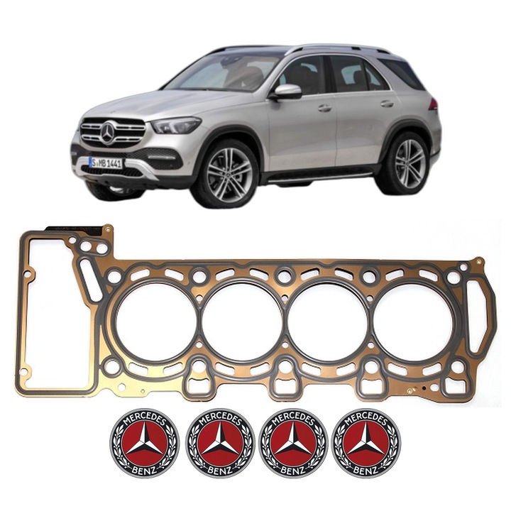 Garnitura chiuloasa MERCEDES-BENZ GLE (V167) AMG GLE 63 EQ Boost 4-matic+ (167.188) din 2019-2023 KW 420 CP 571 CMC 3982, auto, Elring, 4x Stickere auto cu MERCEDES-BENZ