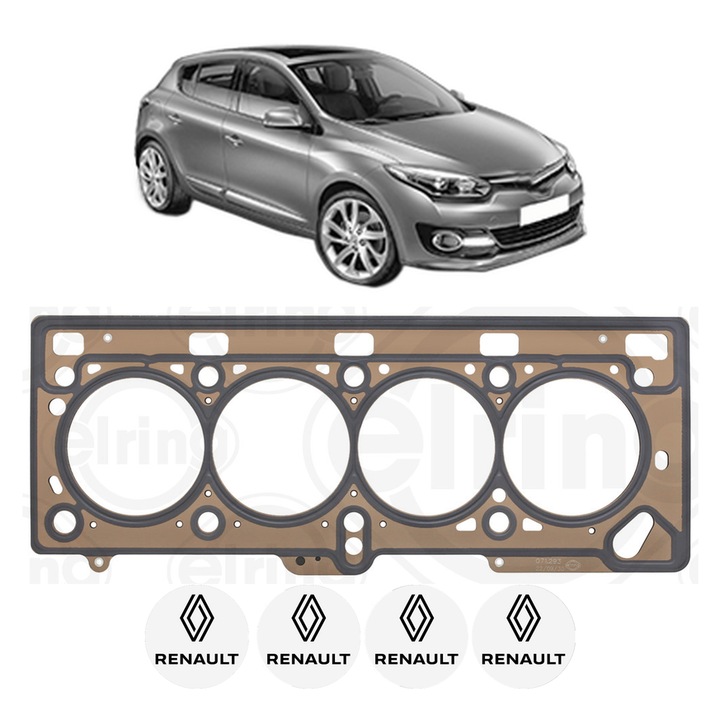 Garnitura chiuloasa RENAULT MEGANE III Hatchback (BZ0/1_, B3_) 1.6 16V (BZ1B, BZ1H) din 2008-2017 KW 81 CP 110 CMC 1598, auto, Elring, 4x Stickere auto cu RENAULT