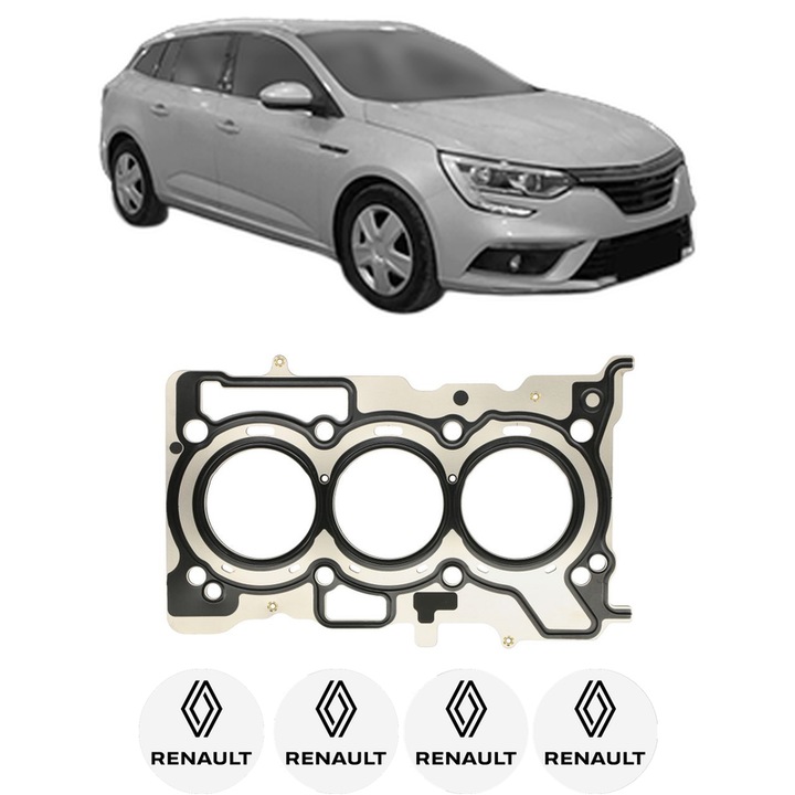Garnitura chiuloasa RENAULT MEGANE IV Grandtour (K9A/M/N_) 1.0 TCe 115 (K9MB, K9MW) din 2021 KW 84 CP 114 CMC 999, auto, Elring, 4x Stickere auto cu RENAULT