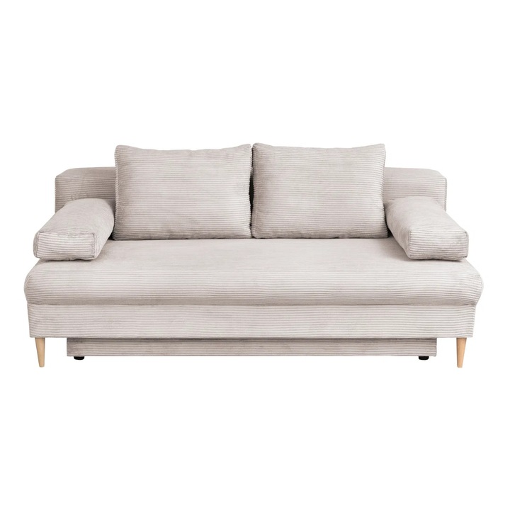 Canapea extensibila Expomob MILANO ONE, 3 locuri, cu arcuri si lada depozitare, dimensiune 200x95x95 cm, culoare bej