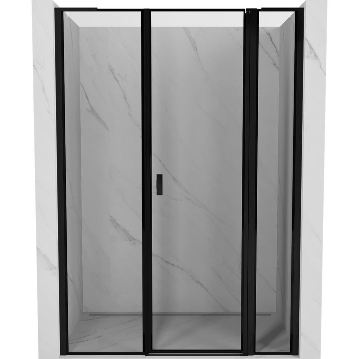 Mexen Mist L Usi de dus batante dreapta 150 cm, cadru negru, negre - 8A4L-150-001-70-70-P