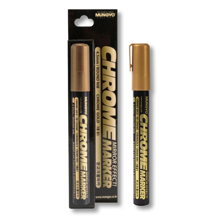 Marker cromat 4,5mm Mungyo, rezistent la apa, efect lucios, auriu
