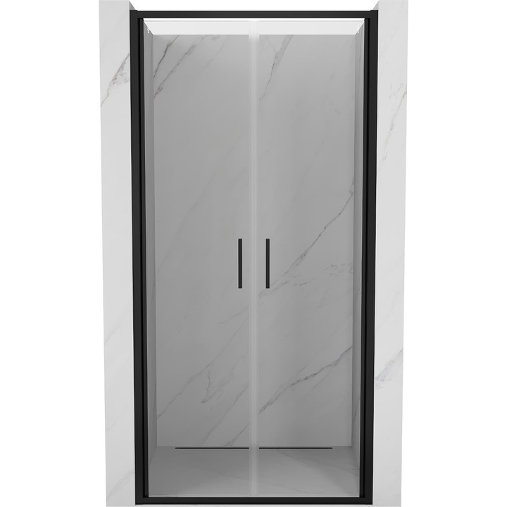 Mexen Exo usi de dus duble batante 100 cm, transparent, negru - 814-100-000-70-00