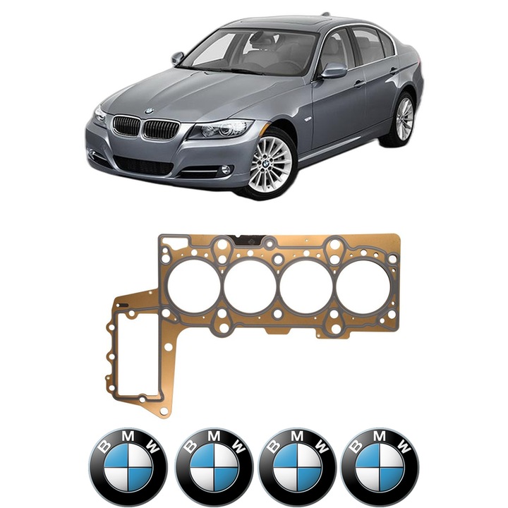 Garnitura chiuloasa BMW Seria 3 (E90) 320 d din 2004-2007 KW 115 CP 156 CMC 1995, auto, Elring, 4x Stickere auto cu BMW