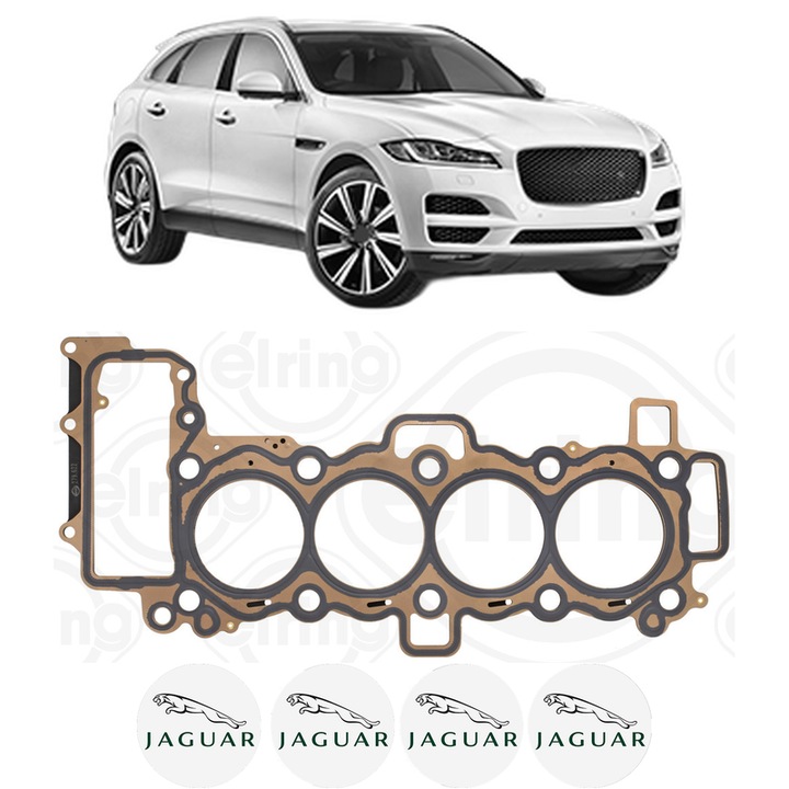 Garnitura chiuloasa JAGUAR F-PACE (X761) 2.0 Ti4 din 2017 KW 184 CP 250 CMC 1997, auto, Elring, 4x Stickere auto cu JAGUAR