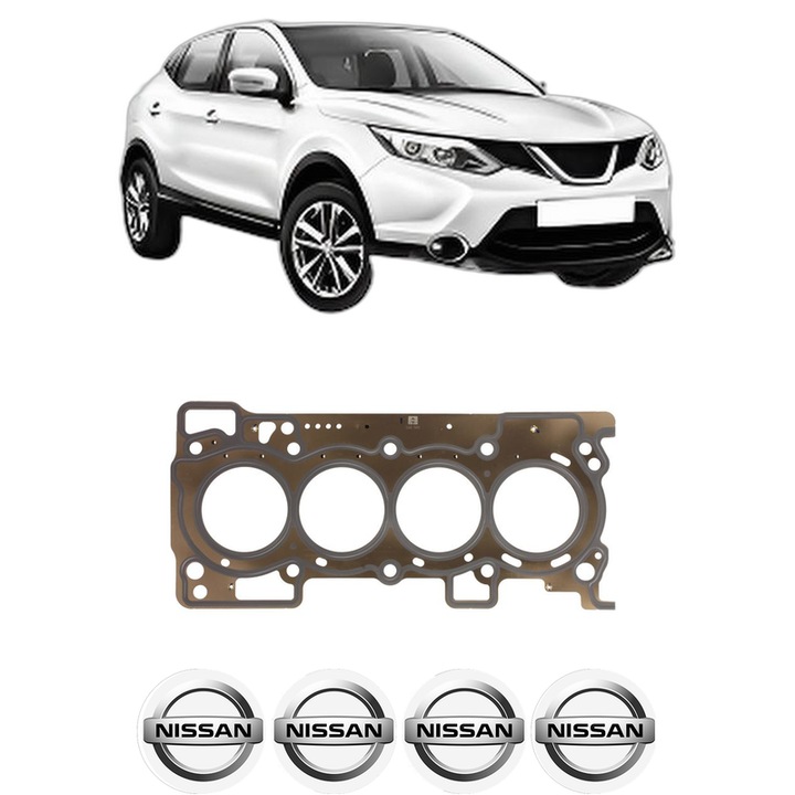 Garnitura chiuloasa NISSAN QASHQAI II (J11, J11_) 1.6 DIG-T din 2014 KW 120 CP 163 CMC 1618, auto, Elring, 4x Stickere auto cu NISSAN