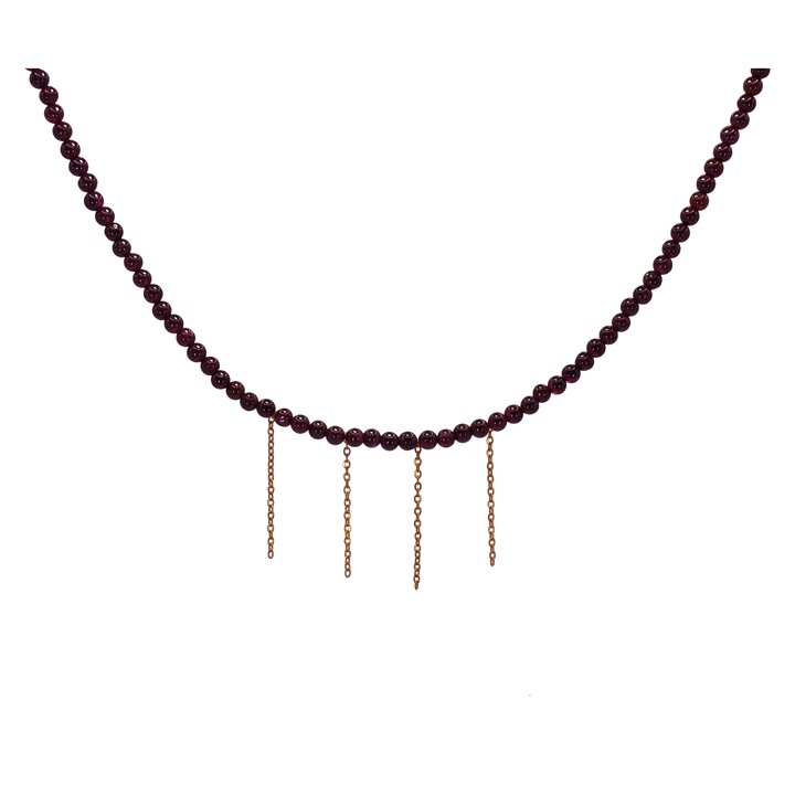 Colier Claire din pietre naturale Granat si otel inoxidabil placat cu aur 18k