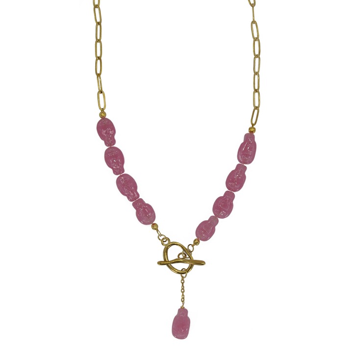 Colier Candy din otel inxidabil placat cu aur 18k si margele acrilice