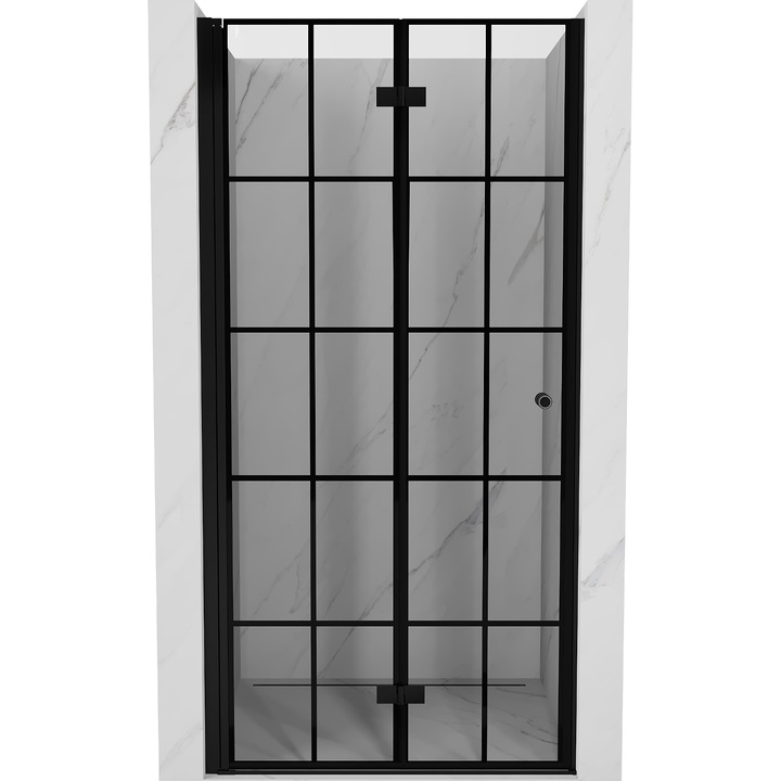 Mexen Mist-F usi de dus pliabile stanga 120 cm, grilaj negru, negru - 8A6-120-000-70-77-L