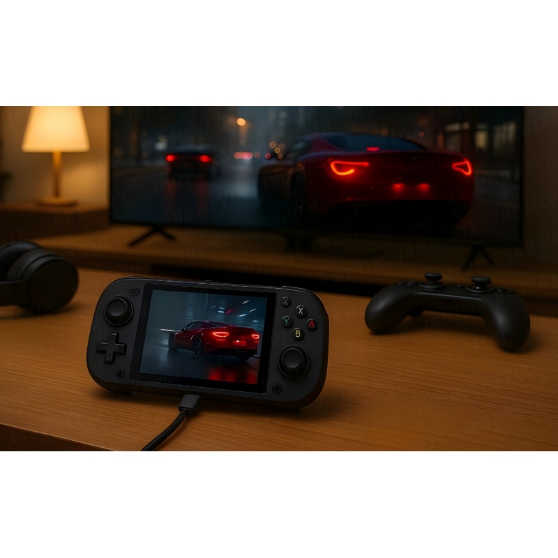 Consola retro portabila G28 cu jocuri, AjieQaQ, 30.000 jocuri video,128GB Card Inclus, RAM 4GB, Ecran HD IPS 4, 3”, Procesor Quad Core 1.3GHz, Joystick 3D, Consola jocuri pentru adulti si copii, Autonomie 8h, Incarcare Type-C