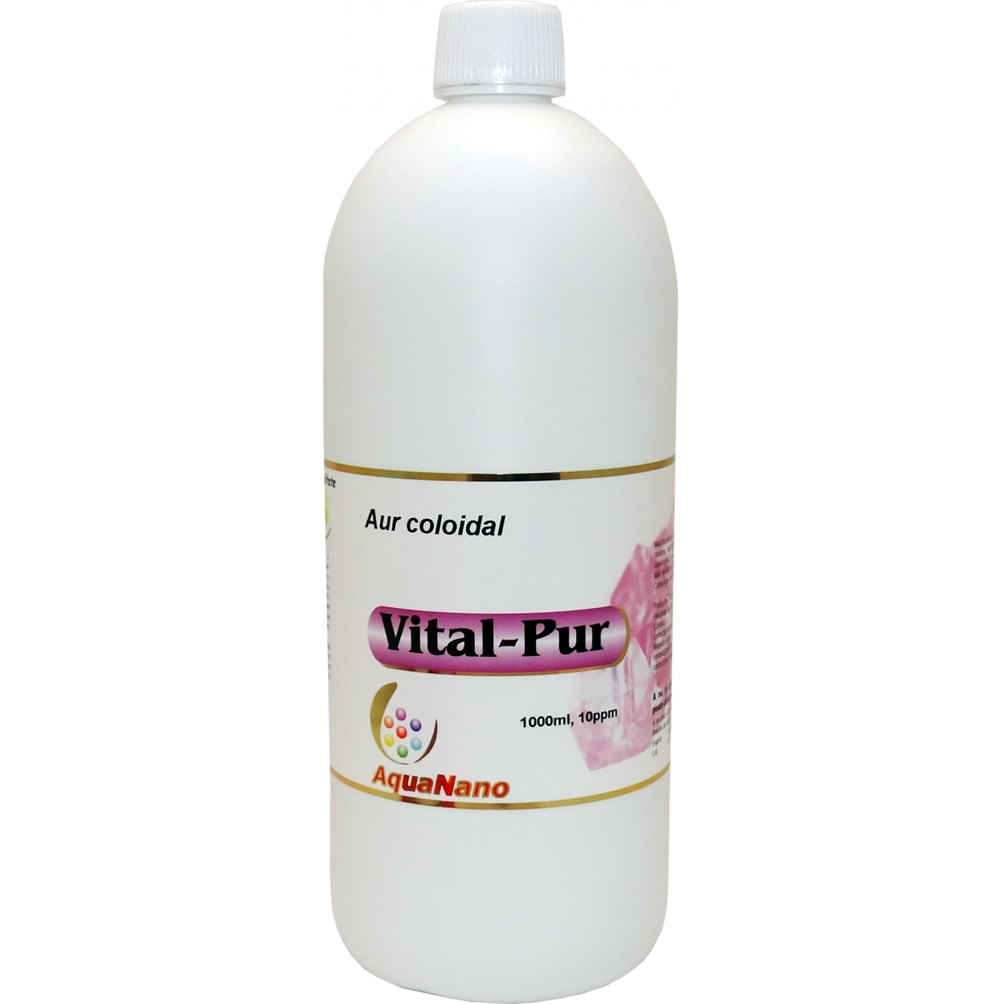 Aur coloidal, AquaNano Vital-Pur, 10ppm, flacon PE, 1000ml