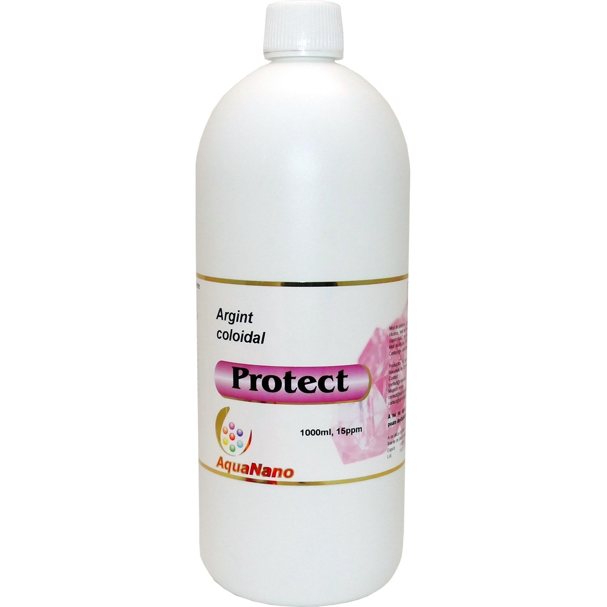 Argint coloidal, AquaNano Protect, 15ppm, flacon PE, 1000ml