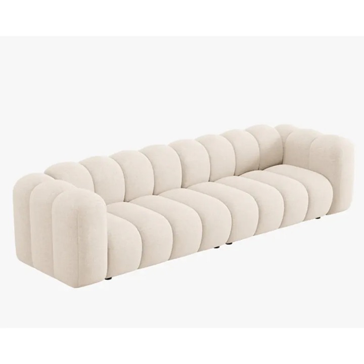 Canapea din textil pentru 4 persoane Lupine Besolux, Bej deschis, 68x240 cm