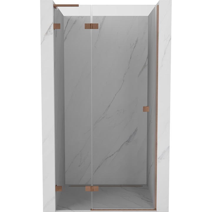 Mexen Lunar L usi de dus pivotante stanga 125 cm, transparent, cupru periat - 834L-125-000-65-00-L