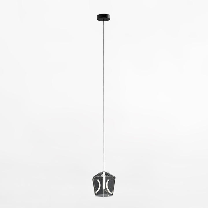 Lustra metalică Colore Zuma Line, transparentă/gri, cu LED, 3000K, 134 lumeni