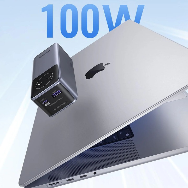 Baterie Externa 12000 mAh Model 35526B 1 Porturi USB USB-C Digital Display Quick Charge 100W Gri Ugreen