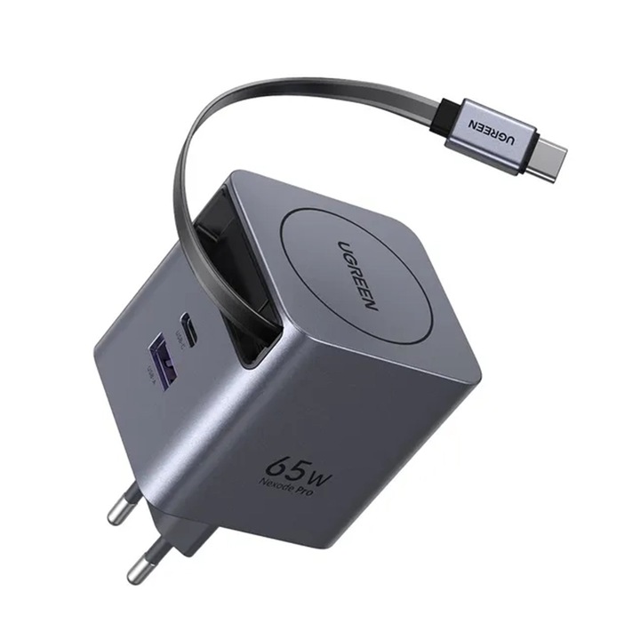 Incarcator USB, 2x Type-C, Fast Charging, GaN, 65W - Ugreen X615 (65825) - Space Grey