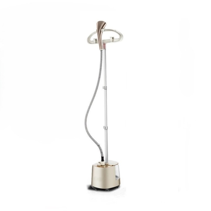 Aparat de calcat vertical, abur, 2000W, 2.5L, suport umeras, auriu/crem
