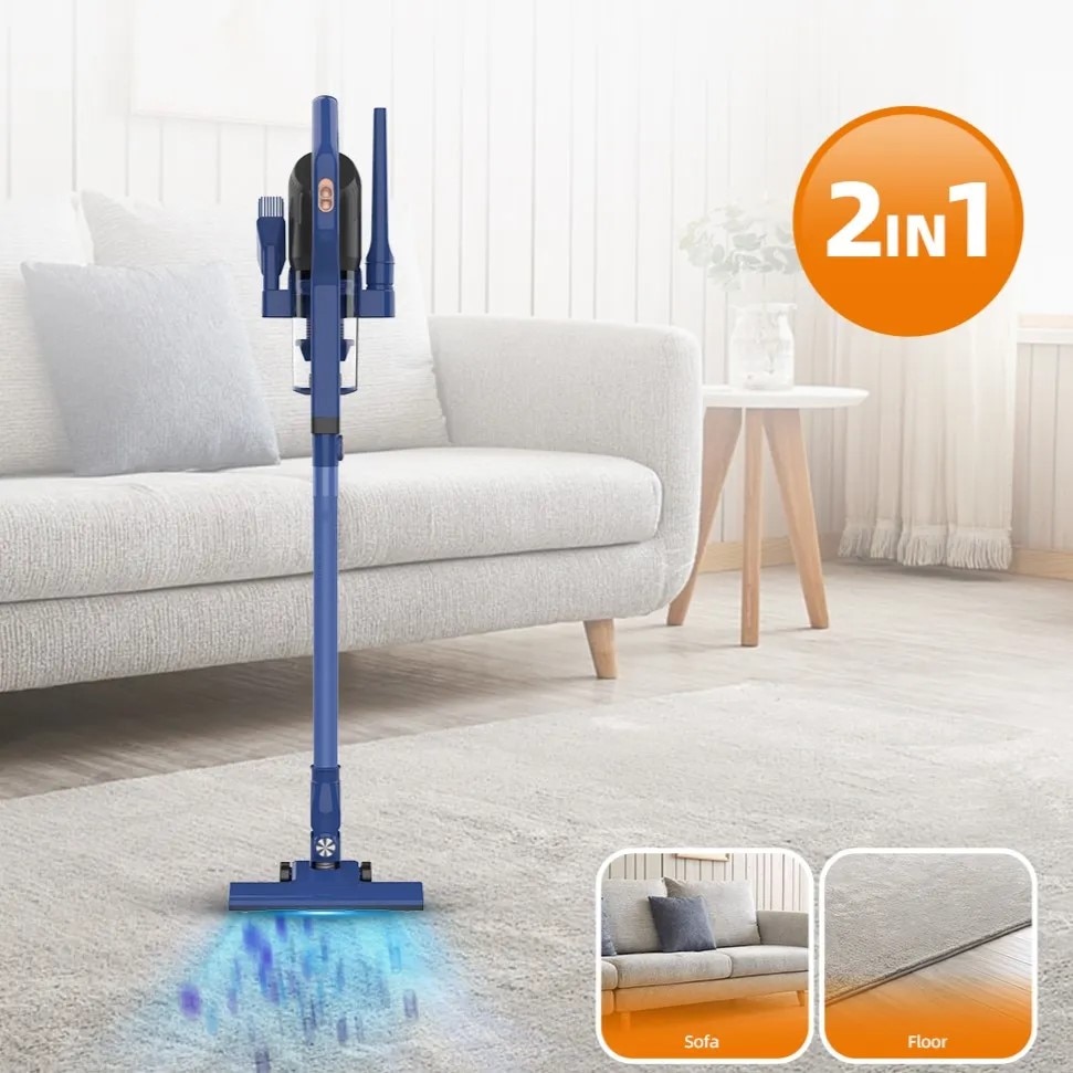 Aspirator portabil, 600W, 0.8L, autonomie 60 minute, albastru