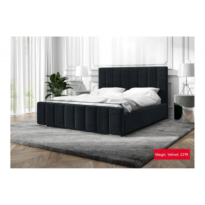 Pat negru din catifea 160x200 cm Iris FURPOL
