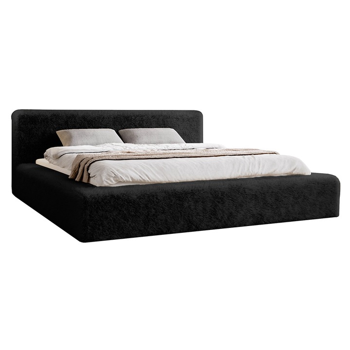 Pat FURPOL Lappo, 160x200 cm, textil/lemn, negru