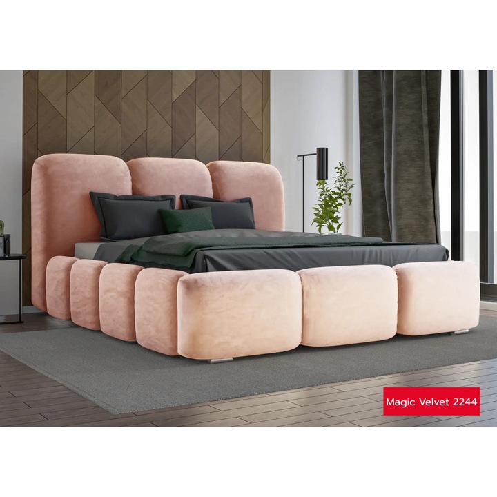 Pat portocaliu caisa din catifea 160x200 cm Honor FURPOL