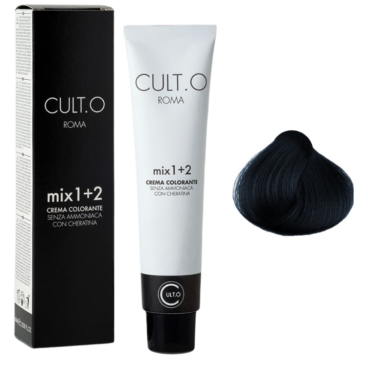 Professzionális tartós hajfesték - 1B fekete-kék árnyalat (Natural) 60ml mix 1+2, Cult.O, Faipa