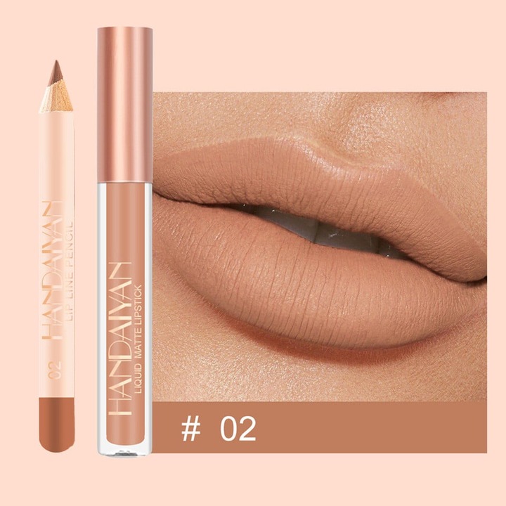 Set ruj si creion de buze, Handaiyan Lips Kit, Matte, 02