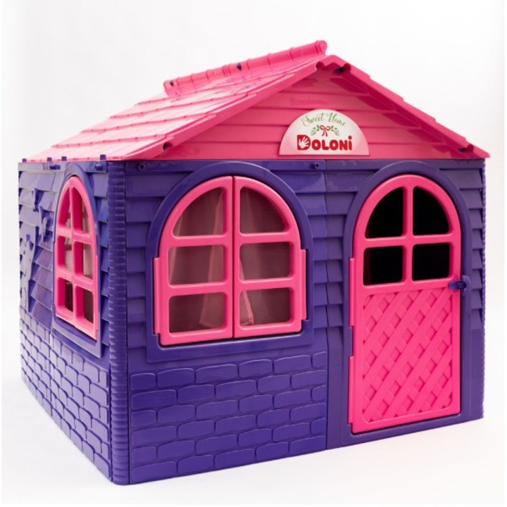 Къщичка за игра Doloni Sweet Home, розова и лилава, пластмасов материал, лесна за сглобяване, за интериор и екстериор