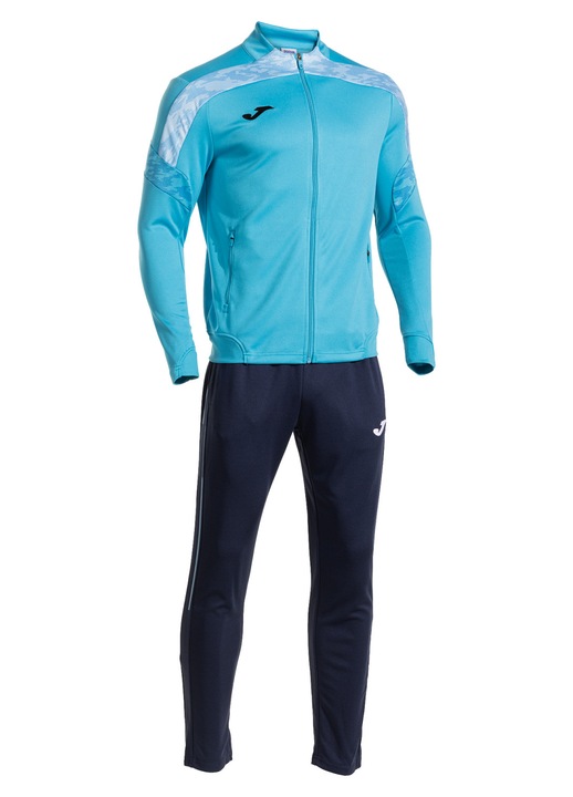Joma Championship VIII treningruha, fluoreszkalo turkiz-sotetkek, cipzaras kapucnis felso, hosszu nadrag, Kék