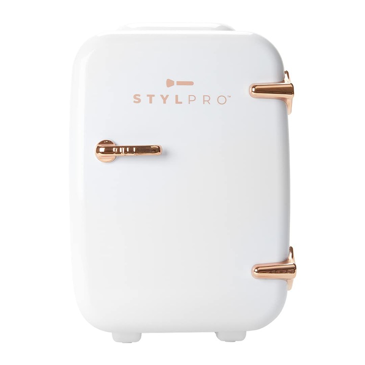 Frigider de frumusețe, Stylpro, 4 litri, portabil, termoelectric, auriu-roșu