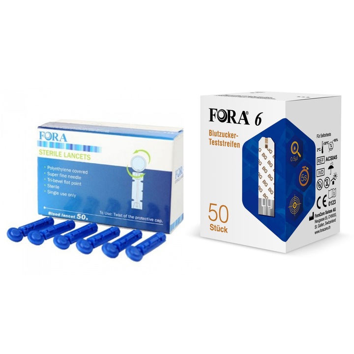 Kit masurare glicemie FORA 6 – Teste si ace (lancete)