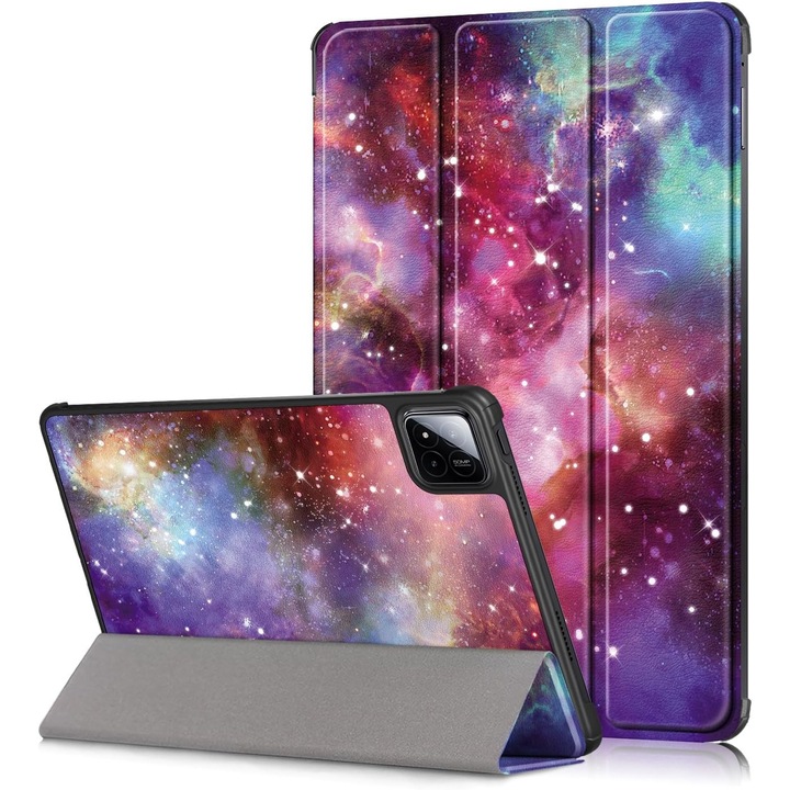 Husa Sigloo pentru tableta Xiaomi Pad 6S Pro 12.4' (2024) – Slim, Tri-Fold Magnetic, Piele Ecologica, Antisoc, Stand Reglabil, – model Galaxy
