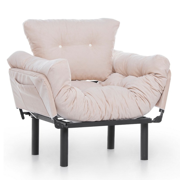 Fotoliu crem din textil Nitta Single The Home Collection