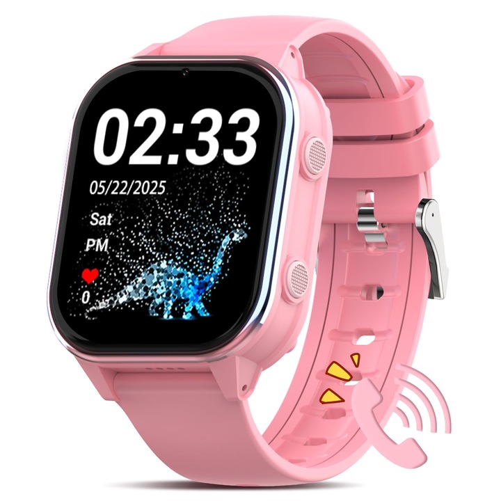 Ceas inteligent copii Pthtechus 4G, apel video, tracker GPS/WiFi/Bluetooth, silicon, pentru 5 ani