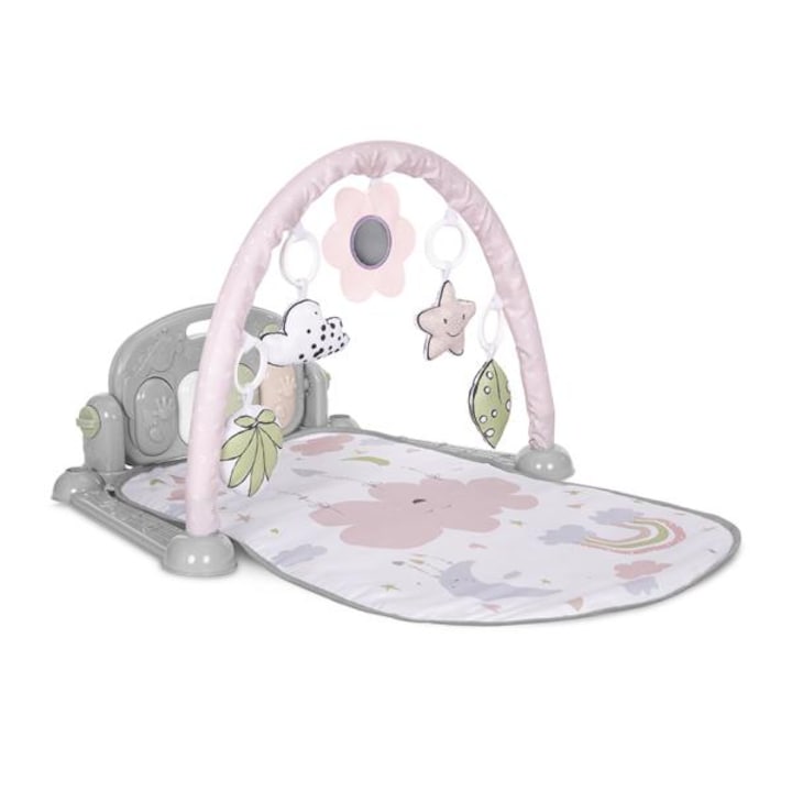 Saltea de activitati pentru bebelusi, Lorelli, My First Piano, pian muzical cu 52 de melodii si sunete ce poate fi folosit si independent, arcada cu jucarii detasabile, 73x60 cm, 0 luni+, Pink