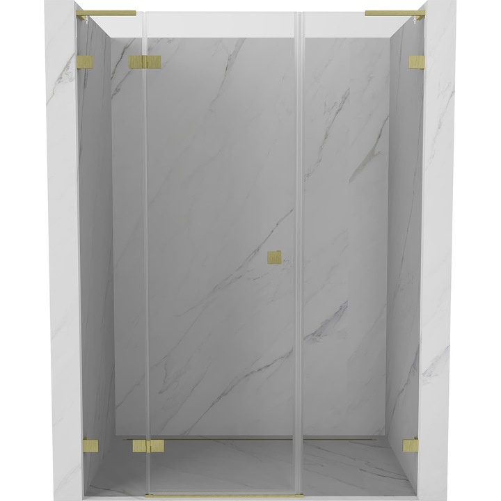 Mexen Lunar L usi de dus pivotante stanga 140 cm, transparent, auriu periat - 834SL-140-050-55-00-L