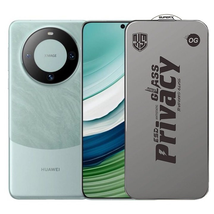 Folie ecran pentru Huawei Mate 60, Sticla Securizata ESD Antistatica, Super-X Privacy OG, Mar