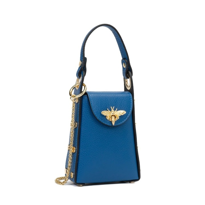 Poseta Piele Lia - Albastru Inchis, Geanta Casual din Piele Naturala, Geanta, Genti