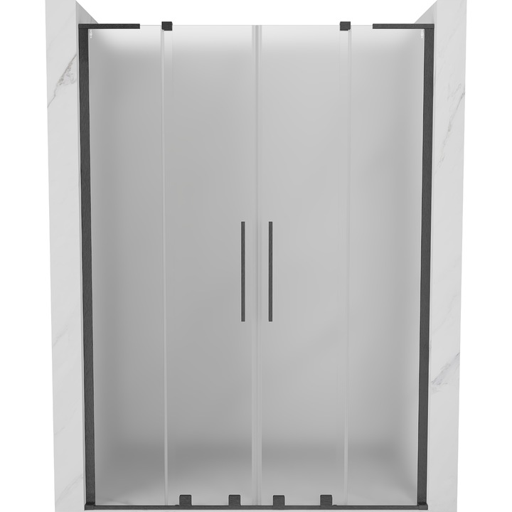 Usă de duș glisantă Mexen Velar L Duo, 140 cm, gri pistol periat, sticlă înghețată, 200 cm