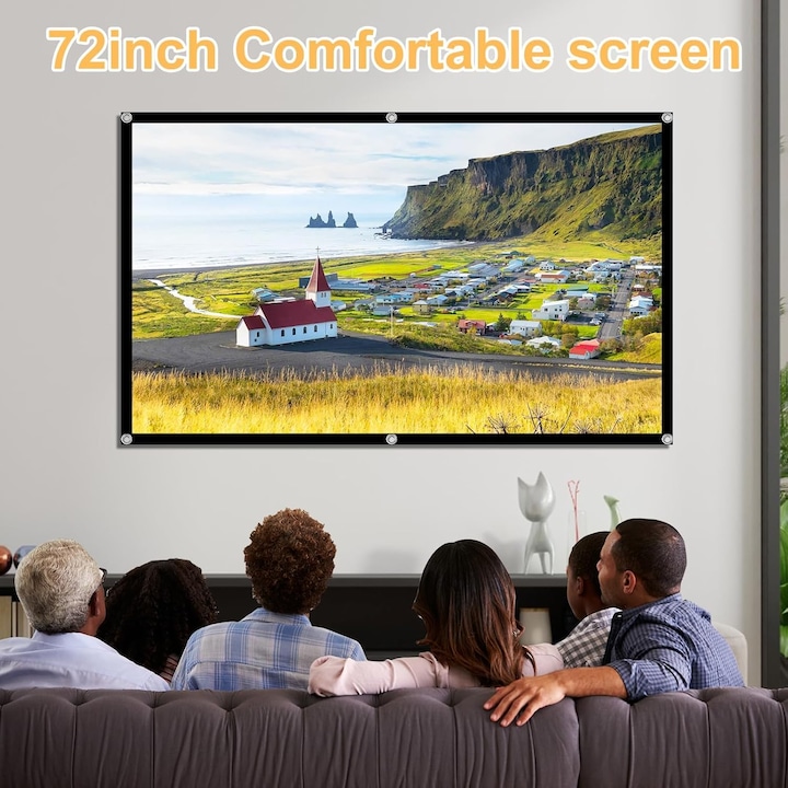 159 Inch Projector Screen Ecran de proiectie, 4K Ultra HD, 16:9 textil, 159 x 90 CM, 72 inch ...