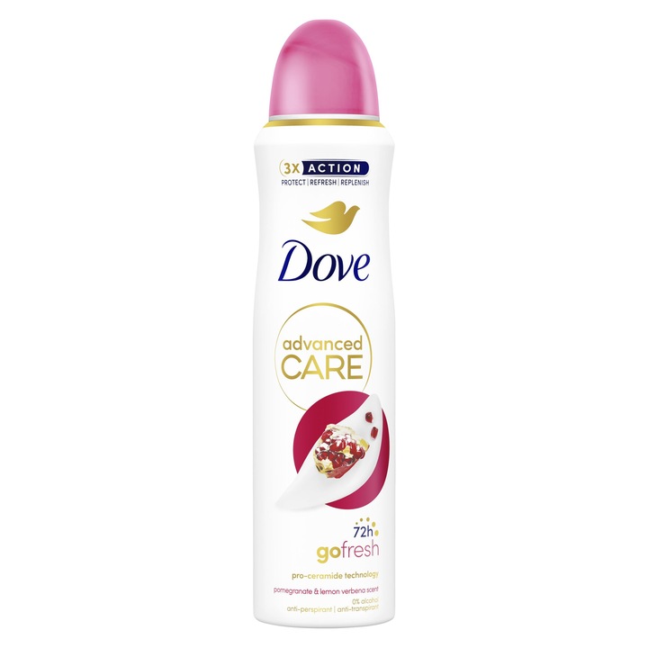 Дезодорант унисекс Dove Advanced Care Go Fresh нар, хидратиращ, комплект 6 броя x 150 мл