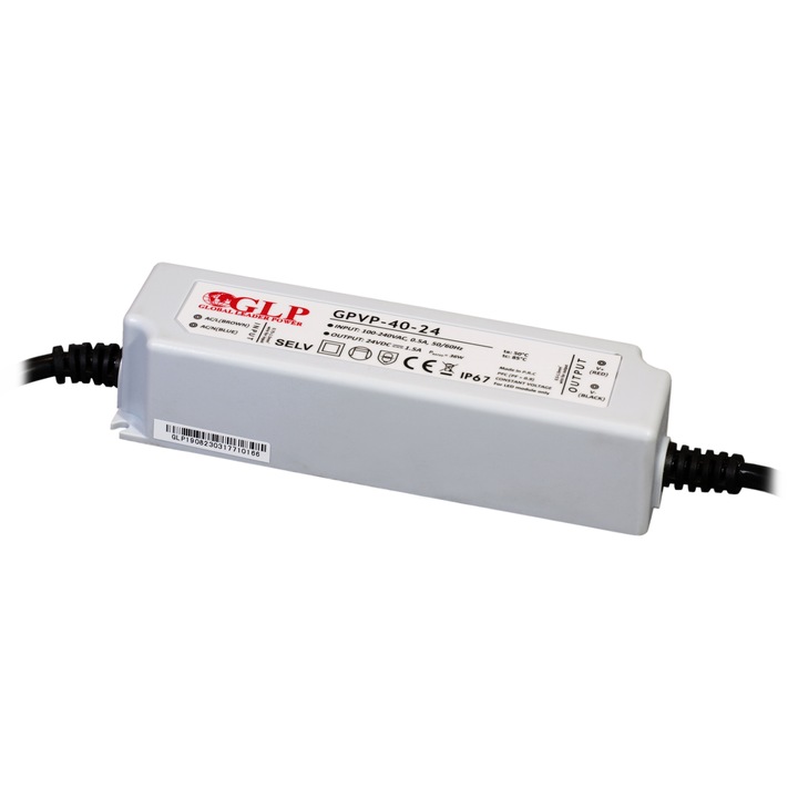 LED захранване GLP GPVP-40-24, 40W, 24V, IP67, 152.5x44x34mm