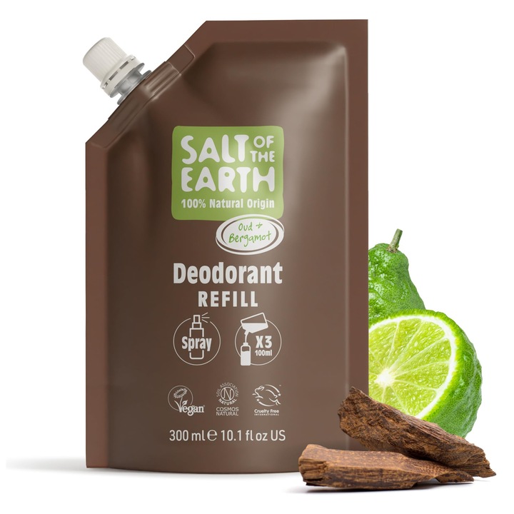 Дезодорант спрей натурален, Salt of the Earth, Уд и Бергамот, веган, 300мл
