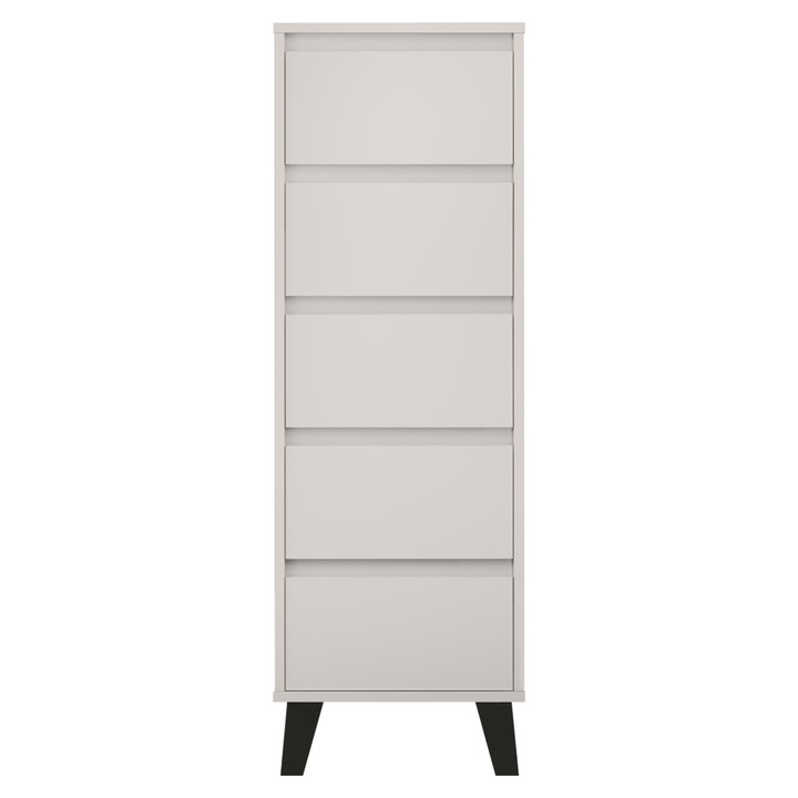 Comoda cu 5 sertare, casmir/bej, picioare negre, 40x38,8x120,4cm