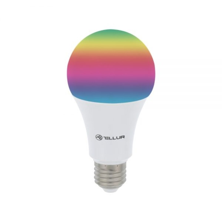 Bec inteligent LED RGB Tellur, Wireless, E27, 10W, 1000lm, Alb