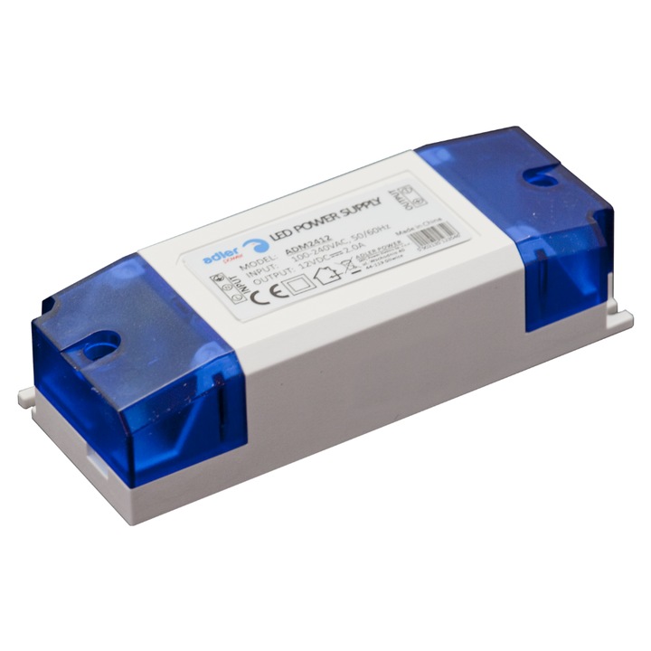 SURSA DE ALIMENTARE ADLER 12W 24V DC, compact, eficient, 89x39x23mm, pentru sisteme de iluminat LED