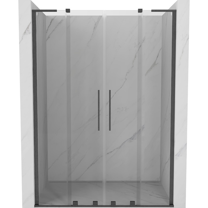 Usi de dus glisante Mexen Velar L Duo, 140 cm, transparente, gri armat periat, sticla securizata