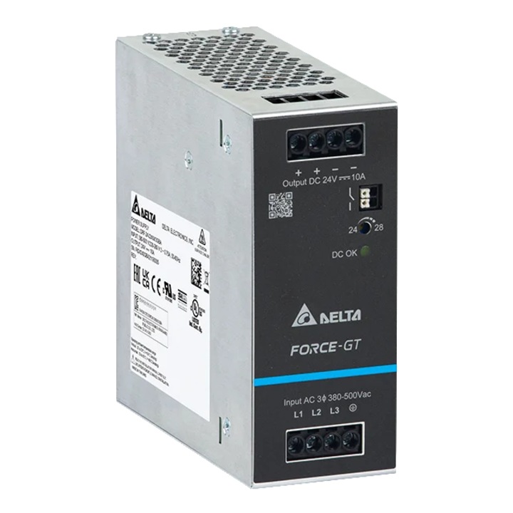 Sursa de alimentare pentru sina DIN de 24V 20A, DRF-24V480W3GBA, Delta Electronics